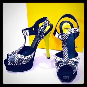 Fendi Snakeskin & Leather Platform Sandals